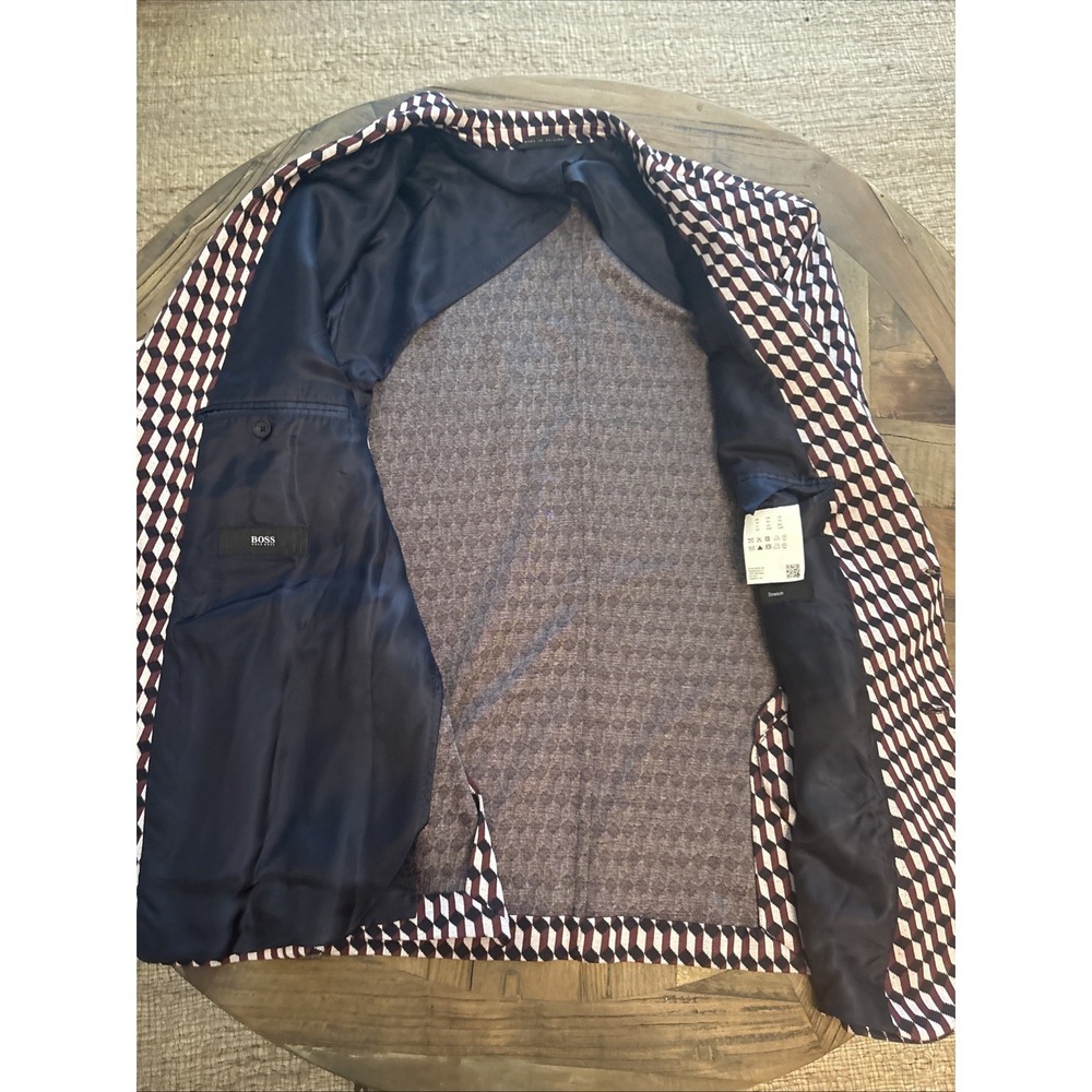 HUGO BOSS Norwin1 Geometric Black Brown Men Blazer Stretch Jacket Size 44R - Picture 5 of 7